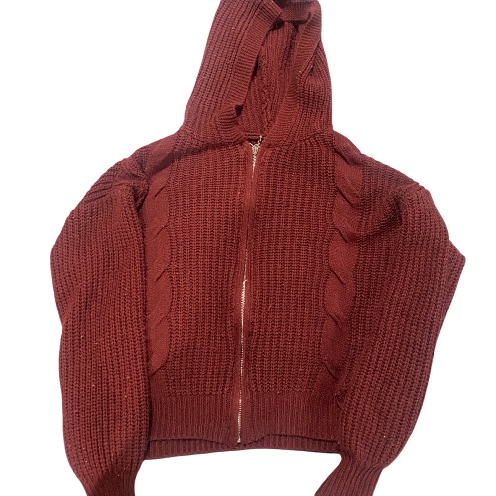 SHEIN Brown Ribbed Knit Cardigan
